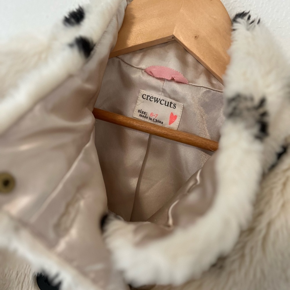 Crewcuts Cream Faux Fur Coat with Black Accents - Picture 4 of 4